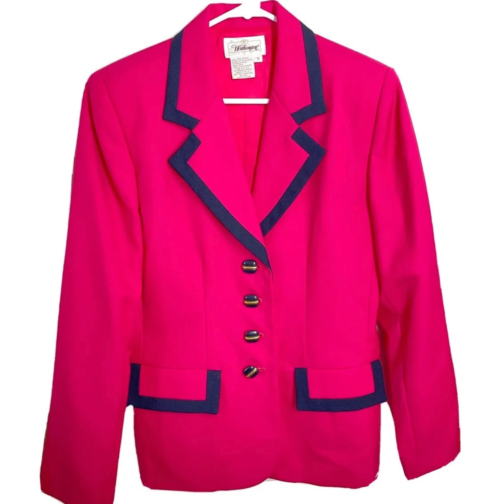 Womens Hot Pink Blazer Suit Tux Jacket Vintage 80s 90s